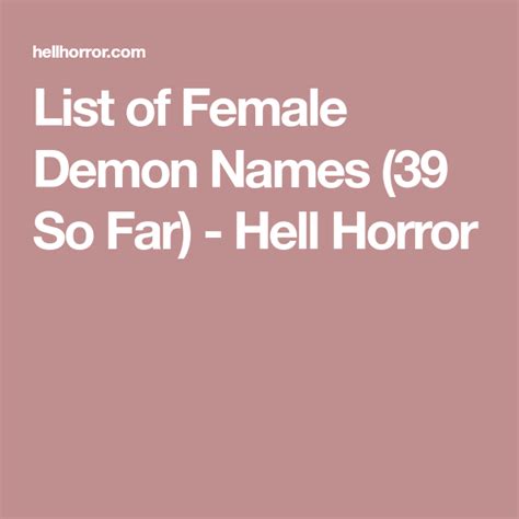 Female Demon Names - Demoness Names & Meanings | Female demons, Demon, Demon names list