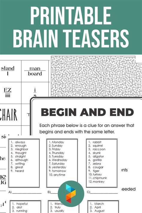 Brain Teasers With Answers Printable Adults