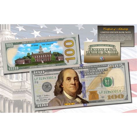 ONE HUNDRED DOLLAR $100 US Bill Genuine Legal Tender Currency COLORIZED 2-SIDED