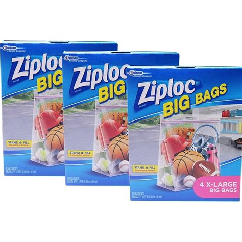 Ziploc Stand and Fill Big Bags, XL Big Bags, 4 Count (Pack of 3) - Walmart.com