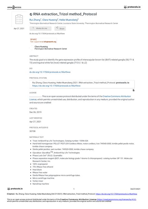 (PDF) RNA extraction_Trizol method_Protocol v1