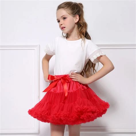 Baby Girls Red Tutu Skirt Fluffy Children Professional Ballet Pettiskirt Princess Tulle Party ...