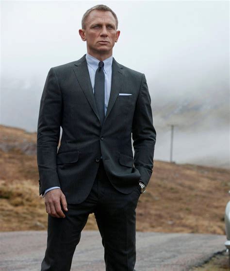 James Bond Skyfall Charcoal Grey Suit - Daniel Craig Pinstripe Suit