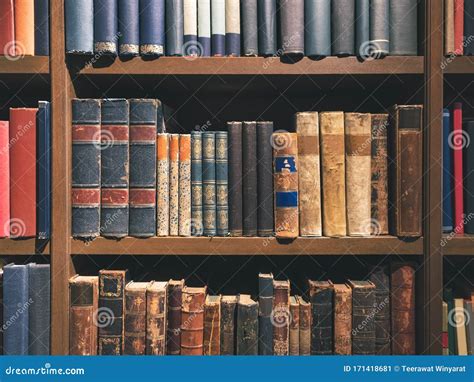 Old Ancient Books on Bookshelf History Book Library Vintage Collection Stock Image - Image of ...