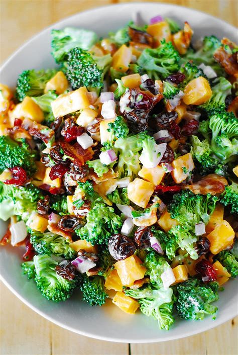 Broccoli Salad with Bacon, Raisins and Cheddar Cheese - (Free Recipe below)