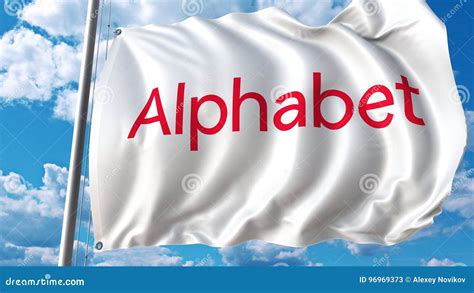 Waving Flag with Alphabet Inc Logo. Editoial 3D Rendering Editorial ...