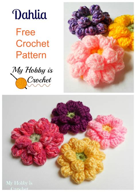 My Hobby Is Crochet: Crochet Dahlia Flower - Free Pattern with Step by ...