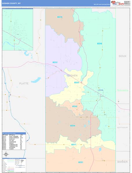 Goshen County, WY Wall Map Color Cast Style by MarketMAPS