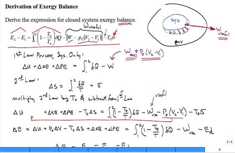 Derive exergy balance equation for a closed system - YouTube