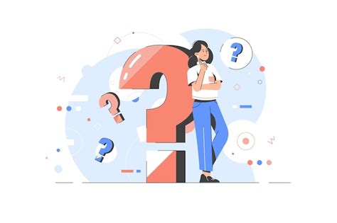 Premium Vector | Woman with a big question mark. questions concept ...