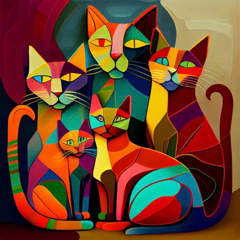 Picasso kubisme Cat Art Print perfect cadeau voor katten en ...