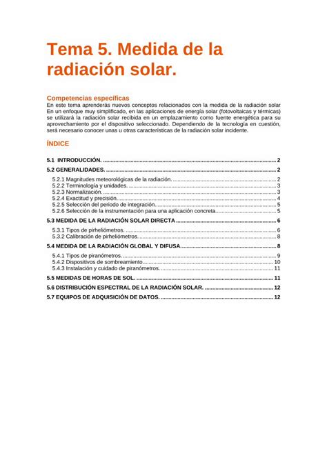 (PDF) Tema 5. Medida de la radiación solar. · Medida de la radiación ...