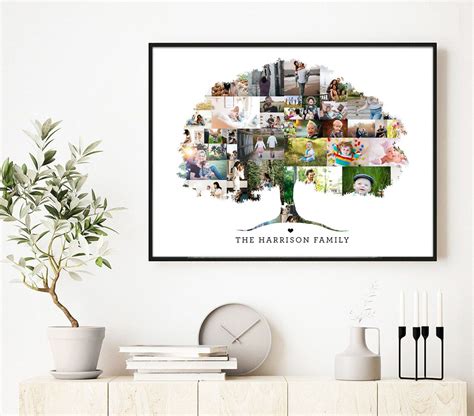 Personalized Family Tree Canvas Poster Wall Art for Grandma - Etsy