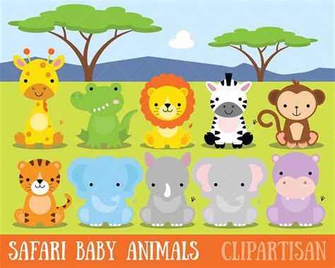 Safari Baby Animals Clipart / Jungle Animals Clipart / Zoo | Etsy