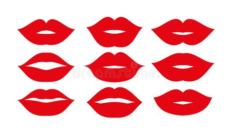 Beautiful Red Lips Icons Collection Vector Stock Vector - Illustration ...