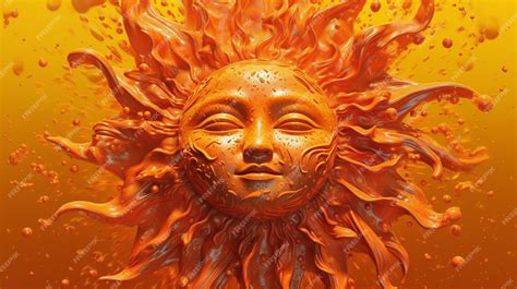 Premium AI Image | There is a sun face with a lot of orange paint on it ...