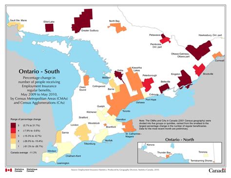 Map 4 Ontario: Percentage change in number of people receiving ...