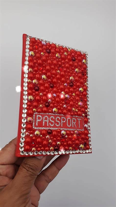 Red Passport Cover With Pearls and Rhinestones Bling - Etsy