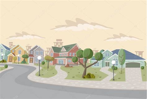 Colorful retro suburb neighborhood. Stock Vector Image by ©deniscristo #13783408