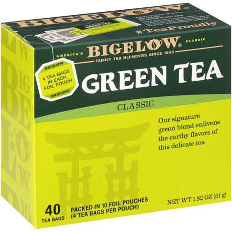 Bigelow Classic Green Tea Bags, 40-Count Boxes (Pack of 6), Caffeinated ...