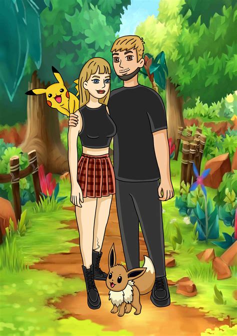 Custom Pokemon Portrait Pokemon Couple Portrait Pokemon - Etsy