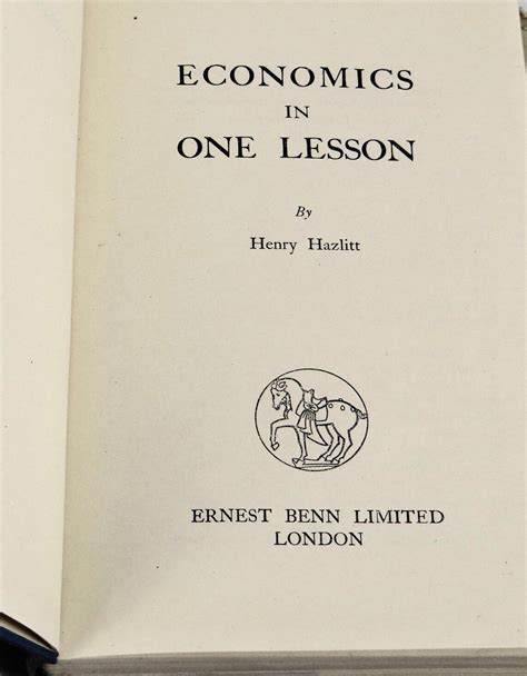 Economics in One Lesson by Hazlitt, Henry: Hardcover (1947) First ...