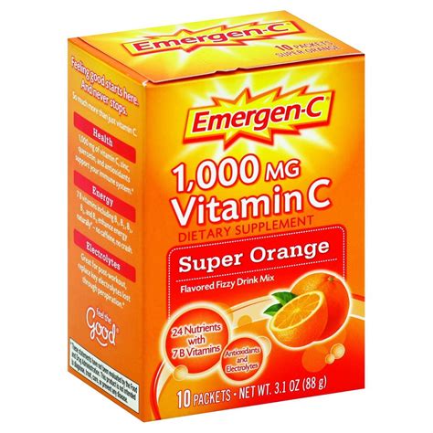 Emergen-C Original Formula - 1000 mg Vitamin C - Super Orange - 10 Packets - Walmart.com