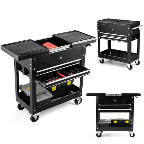 Buy Goplus Tool Cart, 4-Tier Rolling Tool Box Cabinet on Wheels with Lockable Drawers & Sliding ...