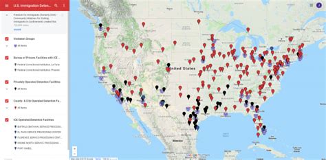 US Map with detention centers from freedomforimmigrants.org - Janet Conner