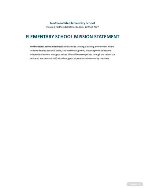 Elementary School Mission Statement Template - Google Docs, Word ...