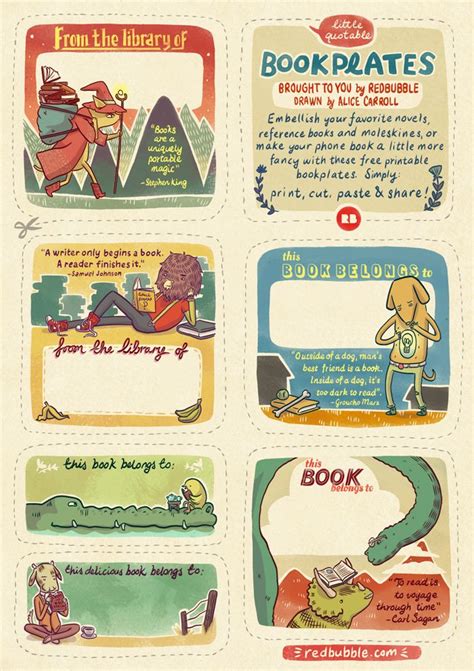 "Free Printable Bookplates" by Redbubble | Redbubble | Printable books ...