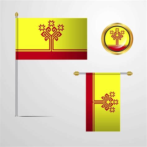 Premium Vector | Chuvashia waving flag design with badge vector