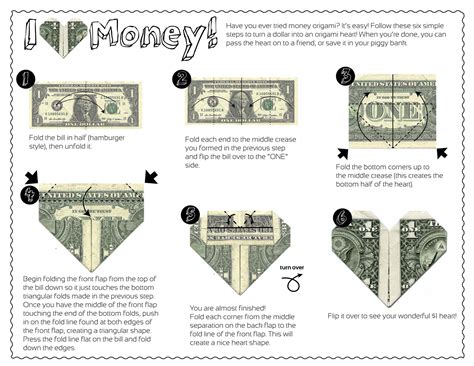 Follow these six simple steps to turn a dollar into an origami heart ...