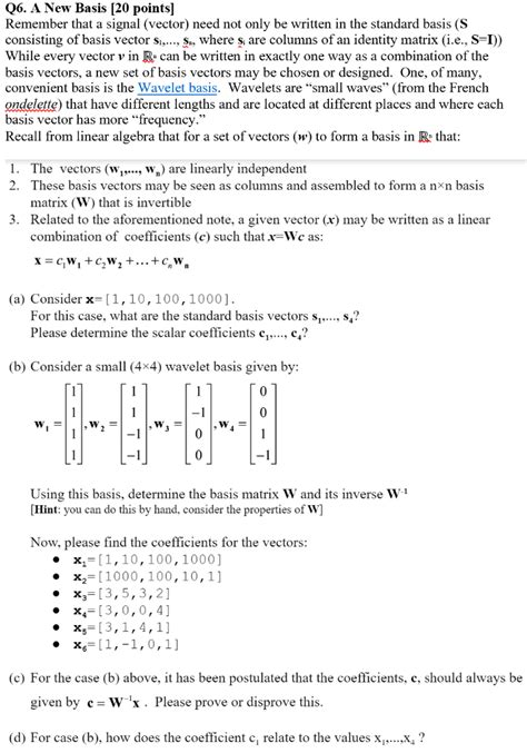 Solved Q6. A New Basis [20 points] Remember that a signal | Chegg.com