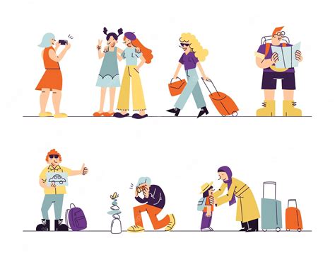 Premium Vector | Traveling characters set on white background