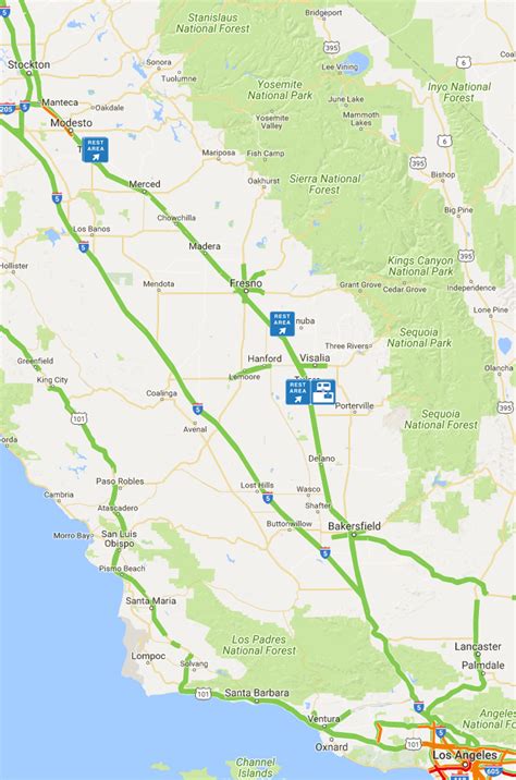 Rest Areas On I-5 California Map | Printable Templates Free