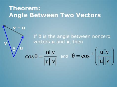 PPT - The Dot Product Angles Between Vectors Orthogonal Vectors ...