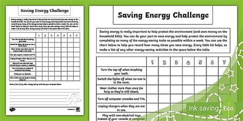 Energy Conservation Activities | Energy Saving Challenge