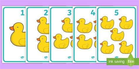 Five Little Ducks Counting Display Posters - Five Little Ducks Counting