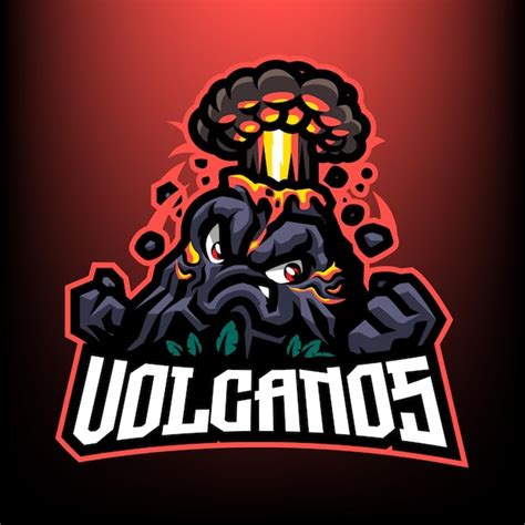 Premium Vector | Volcano mountain explode mascot logo template isolated on the black background