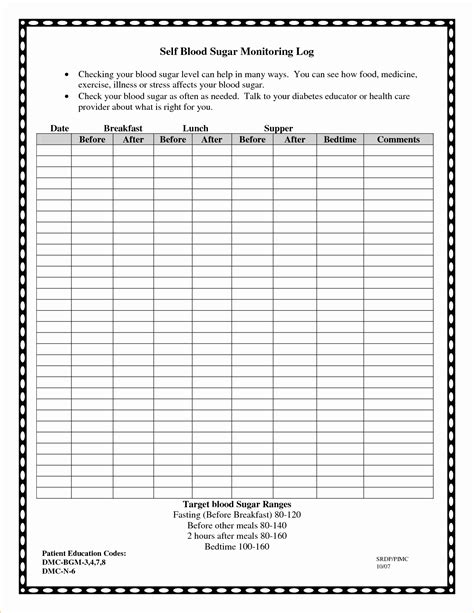 Free Printable Sugar Blood Glucose Log Sheets