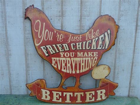 Large primitive metal fried chicken sign farmhouse vintage country home ...