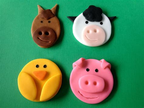 Edible Fondant Farm Animal Cupcake or Cookie Toppers Assortment - Set of 12. $12.95, via Etsy ...