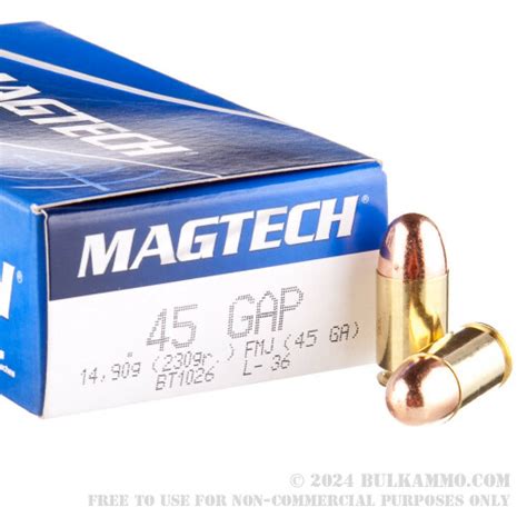 50 Rounds of Bulk .45 GAP Ammo by Magtech - 230gr FMJ