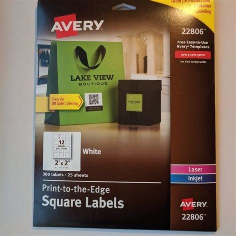 AVERY Print-to-Edge Square Labels, White, 300 labels, 25 sheets, #22806, SEALED Blank Labels ...