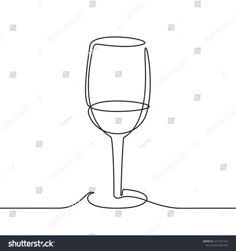 Wine Glass Outline Continuous Black One Stock Vector (Royalty Free ...