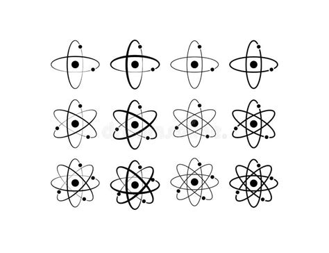 Atom Icon Set. Photon Symbol. Sign Molecule Vector Flat Stock Vector - Illustration of energy ...