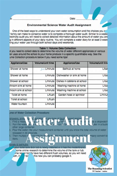 Distance-Learning Friendly: Environmental Science Water Audit Assignment | Environmental science ...