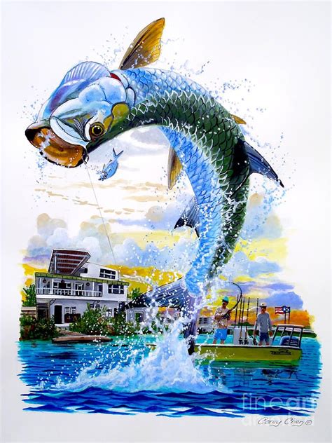 Tarpon leap by Carey Chen | Fish art, Marine life art, Fish artwork