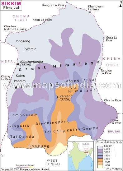 Sikkim Physical Map